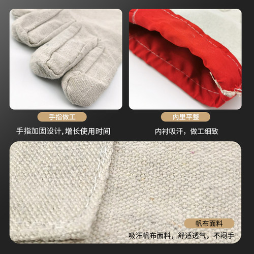 厂家直发3*3双层帆布劳保手套 工地工业机修内里衬布耐磨加厚手套 - 图2