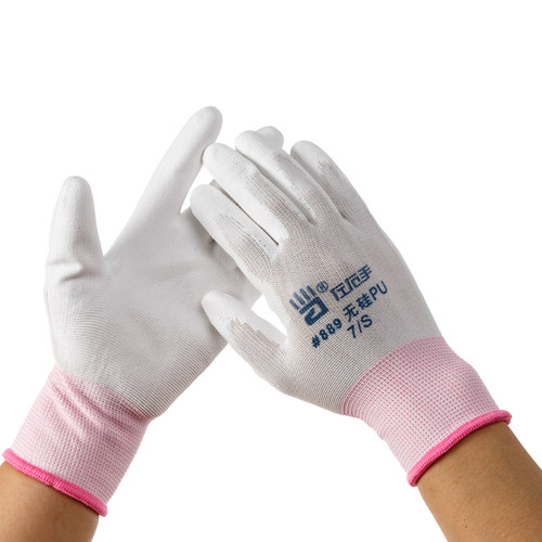 包邮左右手#889十三针尼龙白色pu手套涂掌防静电无硅手部防护手套 - 图3