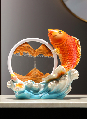 年年有鱼摆件流沙办公室桌面开业前台锦鲤招财装饰品乔迁新居礼物