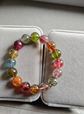 12mm天然碧玺手链女水晶糖果碧玺手串糖果色老料巴西送礼女友