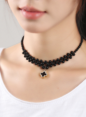 逸水红颜玛瑙女项链锁骨链