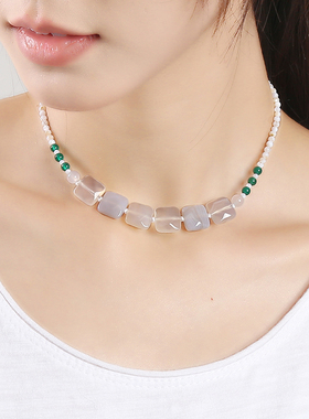 逸水红颜玛瑙女性挡疤项链锁骨链