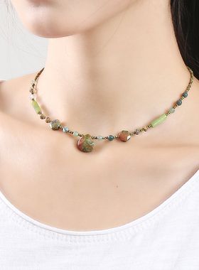 逸水红颜天然石女性项链锁骨链