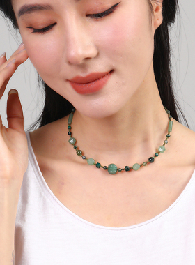 逸水红颜东陵玉女性项链锁骨链