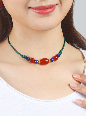 逸水红颜女性遮挡疤痕项链