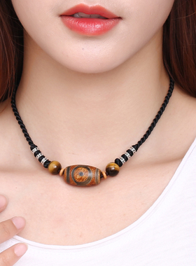 原创复古项链男女短款西藏三眼天珠锁骨链吊坠民族风夏季脖子饰品