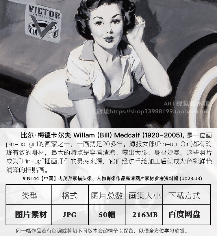 比尔·梅德卡尔夫 Bill Medcalf 美女广告插画 大图高清临摹素材 - 图0