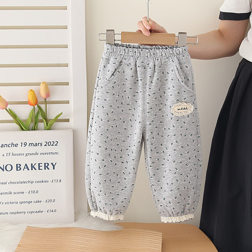 女童加绒裤子秋冬外穿小童一体绒洋气女宝宝卫裤保暖裤婴儿长裤潮 - 图0