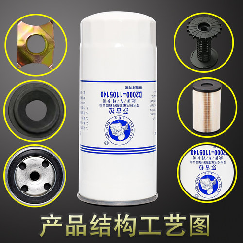 D2000-1105140 柴滤CX0817A适配玉柴4D 4108发动机柴油滤清器滤芯 - 图2