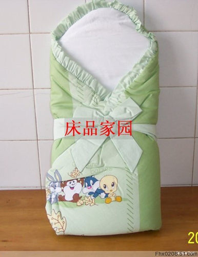 微疵外贸原单出口纯棉全棉印花婴儿抱被新生婴儿夹棉冬用包被子 - 图0