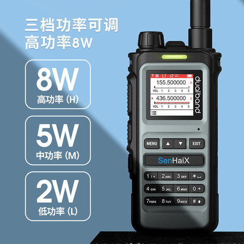 森海克斯8600 Pro手持对讲机双频段户外民用手台8W一键对频Type-C - 图0