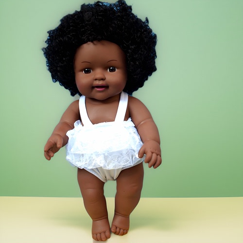 30厘米小黑人非洲女孩仿真娃娃软可入水洗澡玩具搪胶洋娃娃