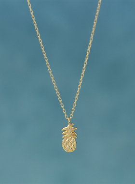 日本代购定制18K黄金夏季系列凤梨菠萝小众女士轻奢高级锁骨项链