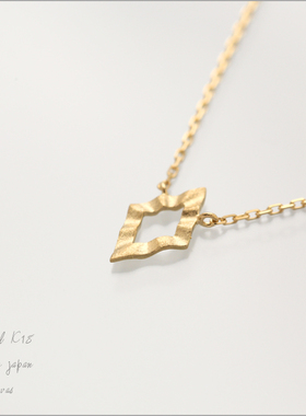 日本代购定制18K镂空菱形波浪小众设计女士轻奢高级锁骨项链饰品