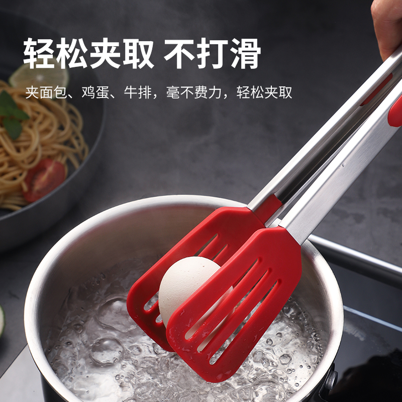 德国Daeden戴德304不锈钢牛排夹子硅胶食品水果面包烧烤家耐高温 - 图1