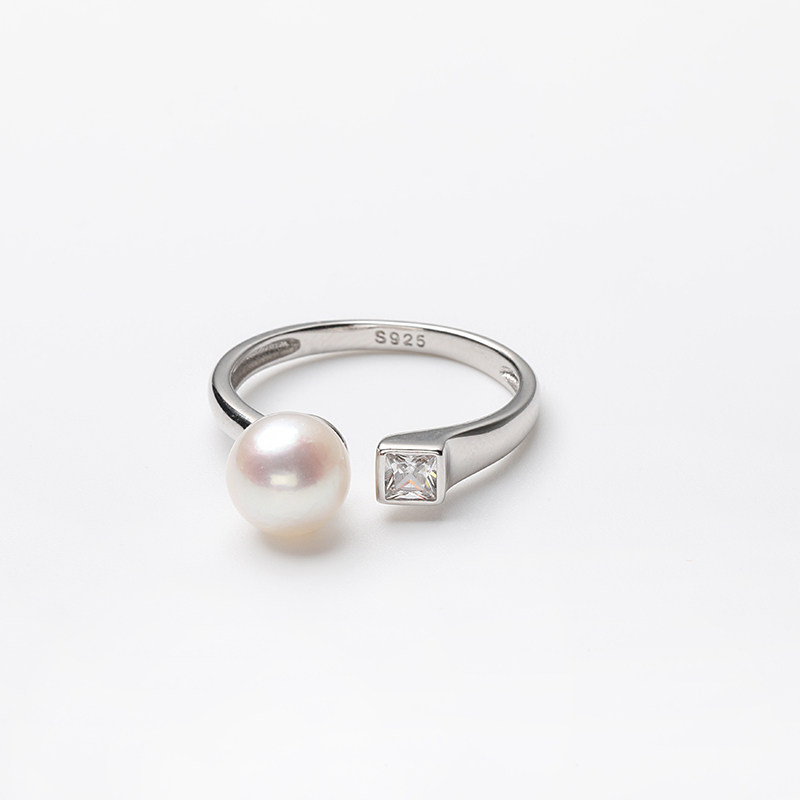 Golden Charm 7-8mm perfect round akoya seawater pearl ring S925 silver bracelet gift for girlfriend