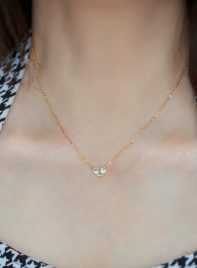 小众法式海蓝色爱心吊坠项链女款