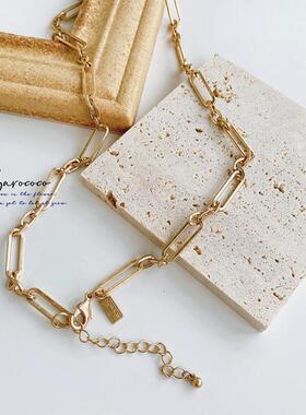 【特】气质中长款裸链澳洲极简设计感质感原铜色锁链卫衣项链女