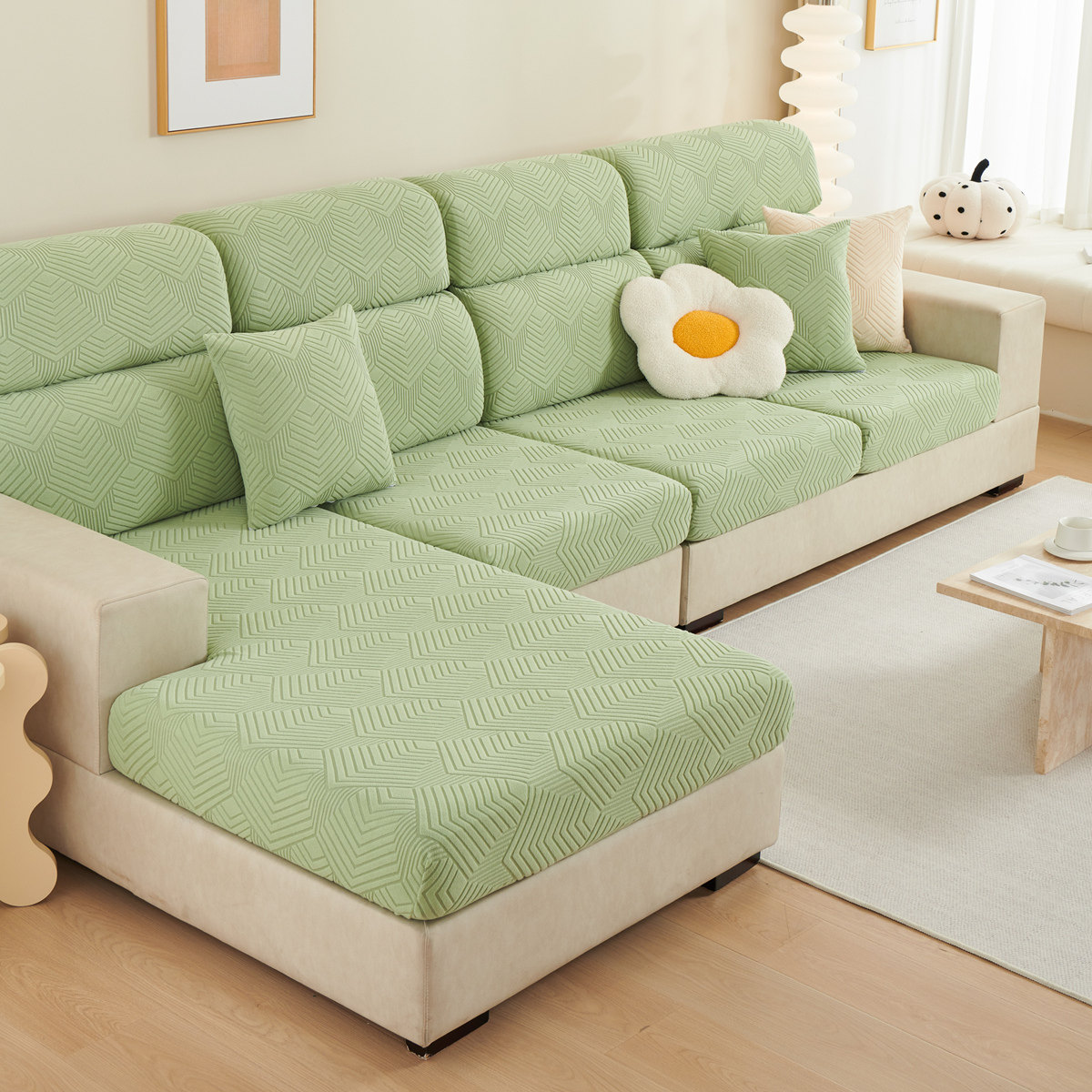 洁丽雅纯色提花新款沙发套罩全包加厚弹力坐垫套可水洗四季通用,淘宝优惠券,粉丝福利购,淘宝优惠卷