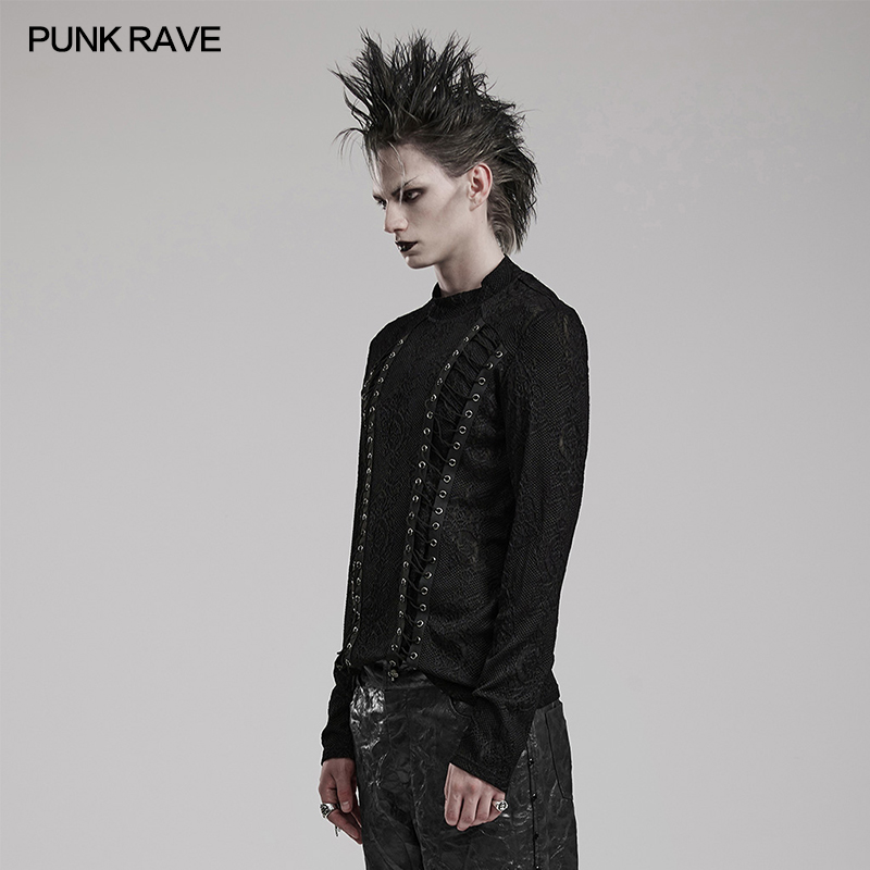 小破亚文化 PUNK RAVE pr朋克状态原创男装 GOTH暗黑哥特针织T恤 - 图0