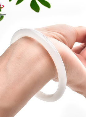 豪8印象·手镯之家T3-185和田玉白玉手镯圈口58.4mm天然圆条玉镯