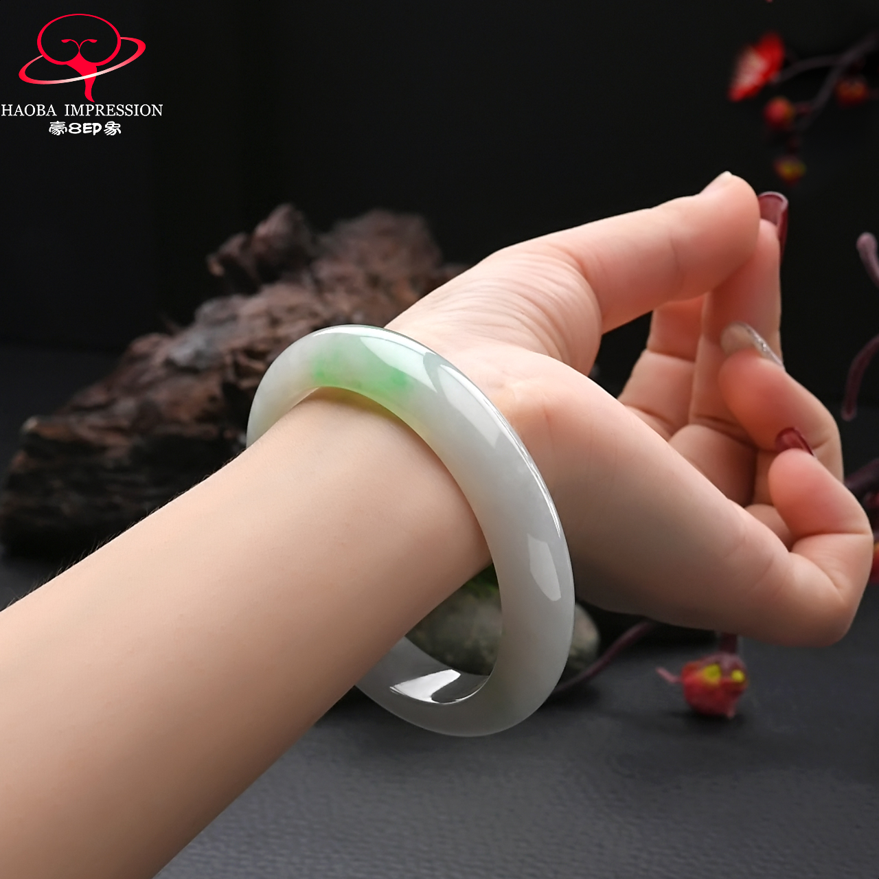 豪8印象s58-439冰种女翡翠手镯 豪8印象手饰