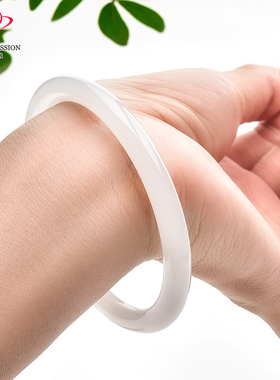 豪8印象·手镯之家T3-182和田玉白玉手镯圈口58.4mm天然圆条玉镯