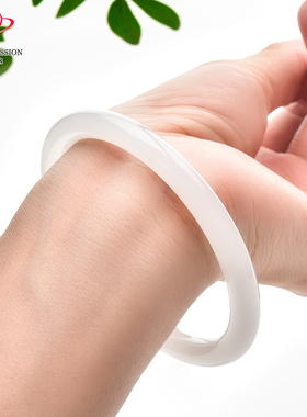 豪8印象·手镯之家T3-177和田玉白玉手镯圈口58.7mm天然圆条玉镯