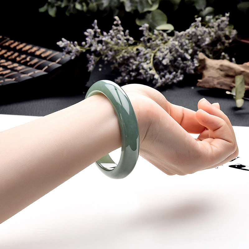 豪8印象f059女冰种蓝绿翡翠手镯 豪8印象手饰