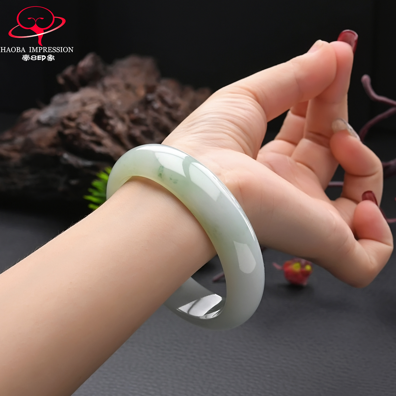豪8印象s58-319天然翡翠冰种玉镯 豪8印象手饰