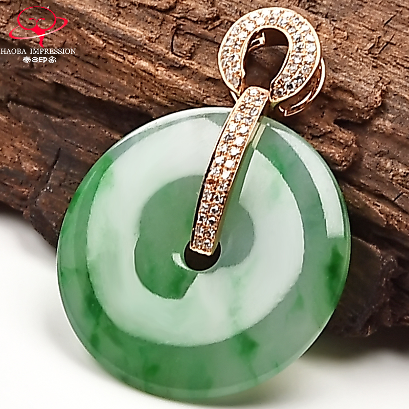 豪8印象m1280镶嵌平安扣阳绿吊坠 豪8印象颈饰