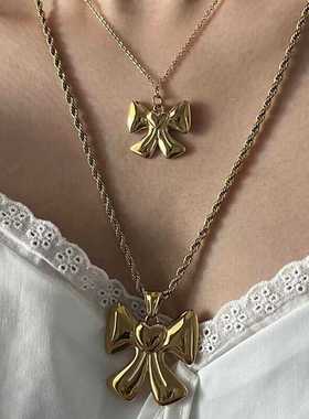 轻奢超大气质蝴蝶结夸张通勤项链