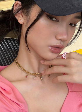 ins热款水蜜桃锁骨链项饰女