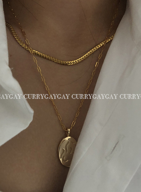 欧美项链女扁平蛇链小众设计镀金
