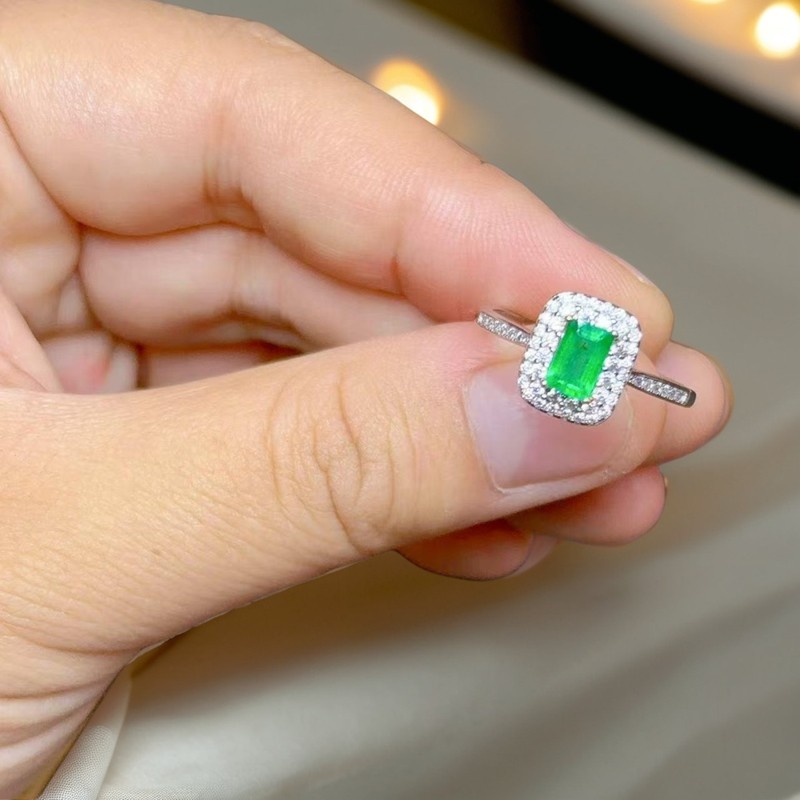 天然木佐色祖母绿耳钉戒指方切925银精工镶嵌彩宝首饰,淘宝优惠券,粉丝福利购,淘宝优惠卷