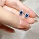 Stud Earrings 4x6925 Silver Sapphire Natural