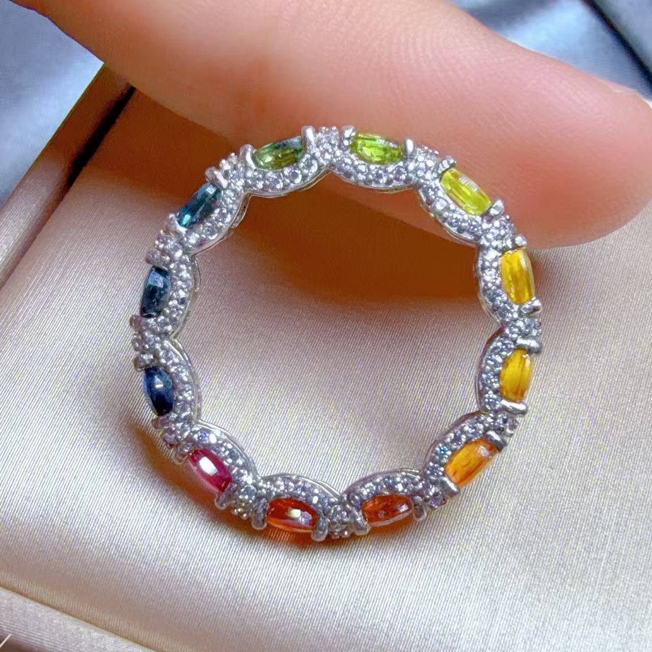 Natural Colorful Lanbao Donut Two-Wear Ring Pendant