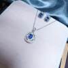 Natural Cornflower Sapphire 925 Silver Jewelry Set