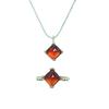 Natural Fanta stone pendant ring square 8 925 silver finely inlaid natural colored gemstone jewelry