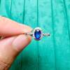 Natural unfired royal blue sapphire ring 4 x 6 925 silver finely inlaid natural colored gemstone jewelry