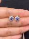 Natural Sri Lankan Sapphire Stud Earrings Royal Blue 3×4 925 Silver Seiko Inlaid Natural Colored Stone Jewelry