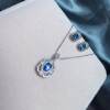 Natural Cornflower Sapphire 925 Silver Jewelry Set