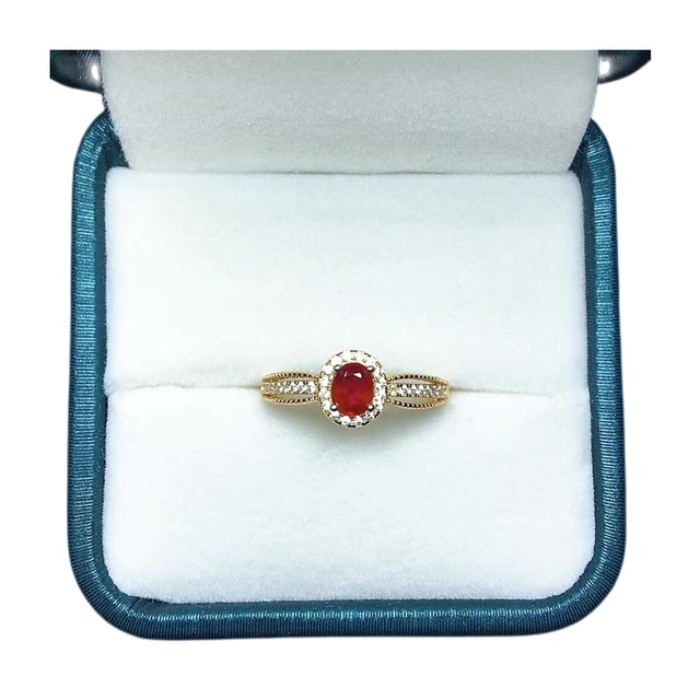 Natural pigeon blood red ruby ring 4×5 925 silver finely inlaid natural colored gemstone jewelry