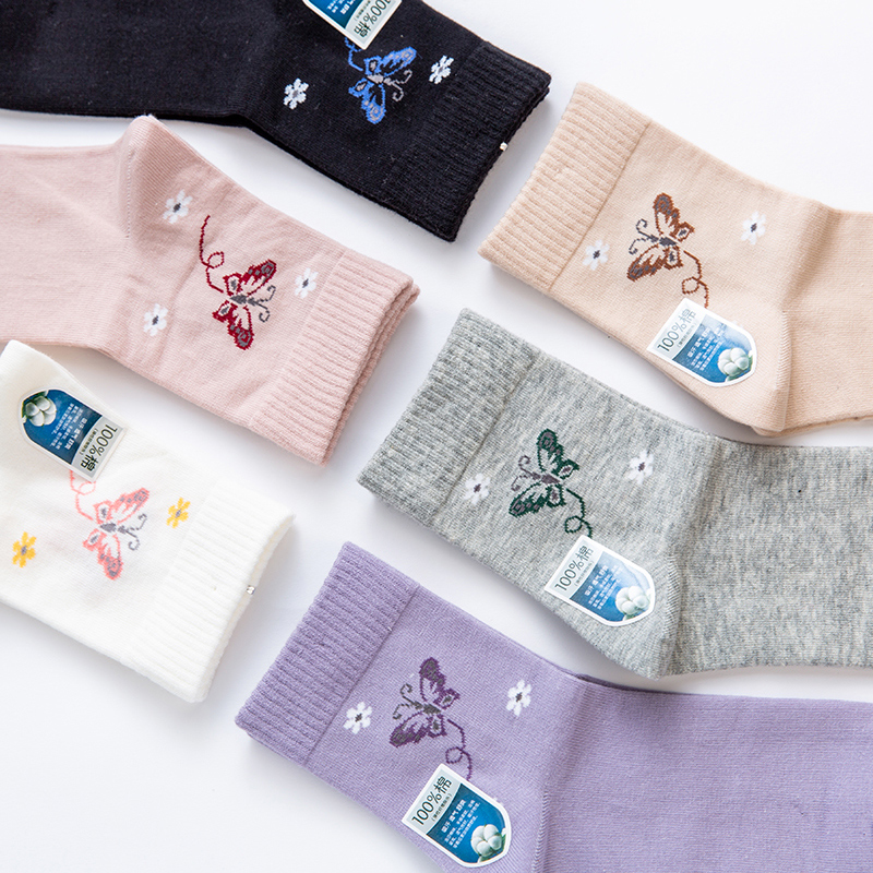 浪莎袜子女春秋防臭吸汗运动中筒袜 琦瑞服饰短袜/打底袜/丝袜/美腿袜