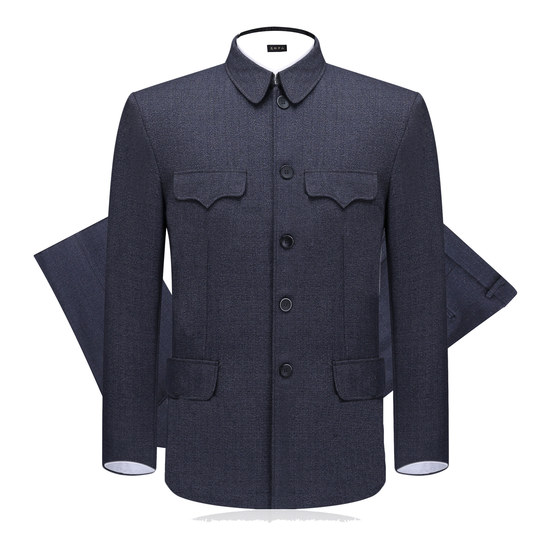 中山装套装男老年人衣服 春秋装老式中山服老人外套爷爷装父亲装