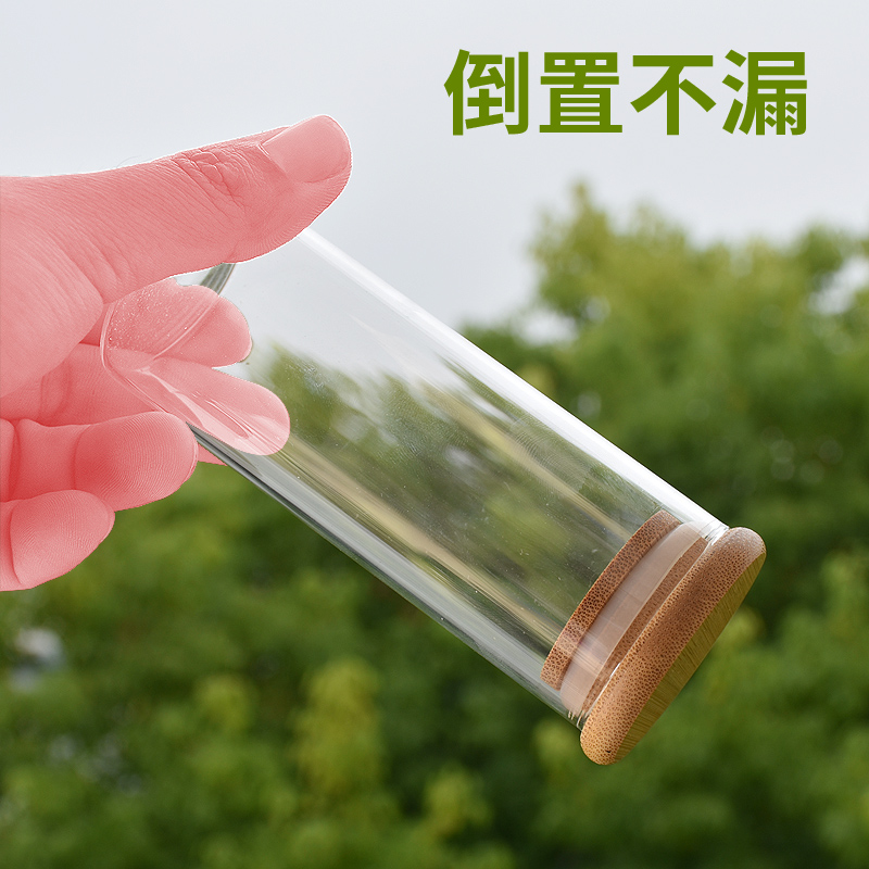 太平猴魁茶叶罐高硼硅玻璃密封罐带盖家用圆形透明防潮储物小罐子