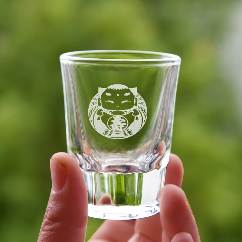 寿系列私人定制玻璃杯专属个人雕刻小酒杯赠送佳品厚底60ML白酒杯_虎窝淘
