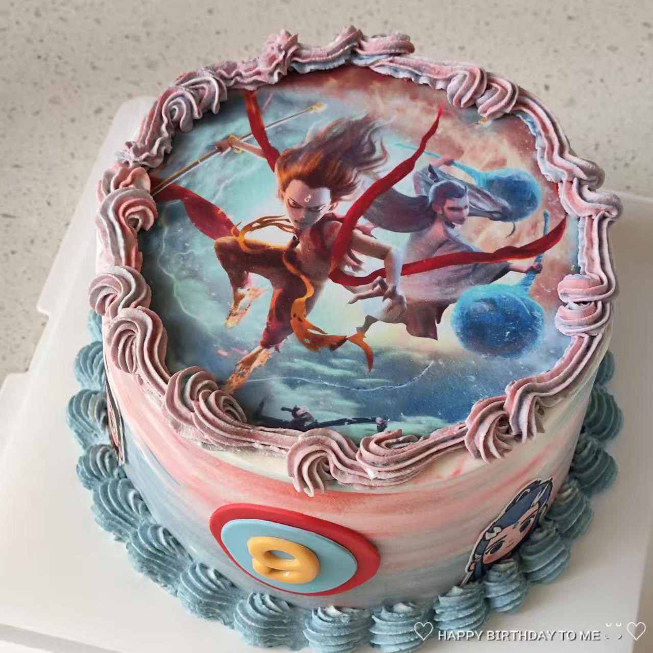 哪咤主题生日蛋糕装饰哪吒款敖丙糯米纸6寸8寸来图烘焙打印定制,淘宝优惠券,粉丝福利购,淘宝优惠卷