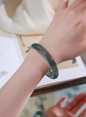 新中式天然库里蓝玛瑙手镯清冷感魅影远山黛古风网红女款情侣妈妈