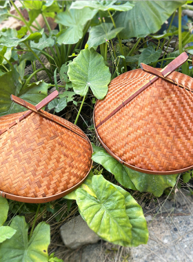竹编锅盖特色菜罩子 甲鱼盖子网红餐厅桌盖子 砂锅竹盖草帽盖装饰